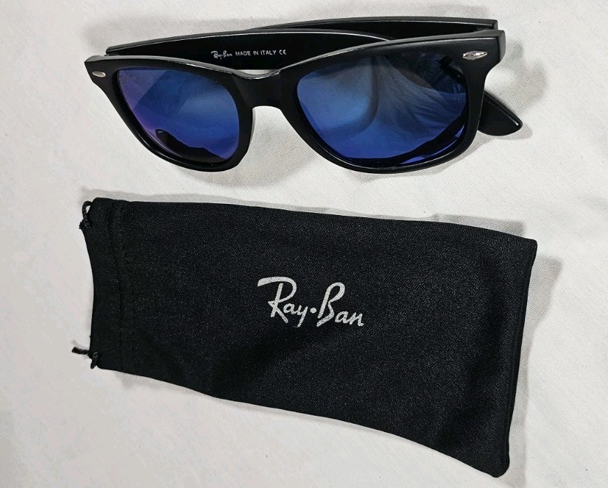 Ray-Ban Wayfarer Sunglasses Blue Polarized, Black, Unisex 3018C
