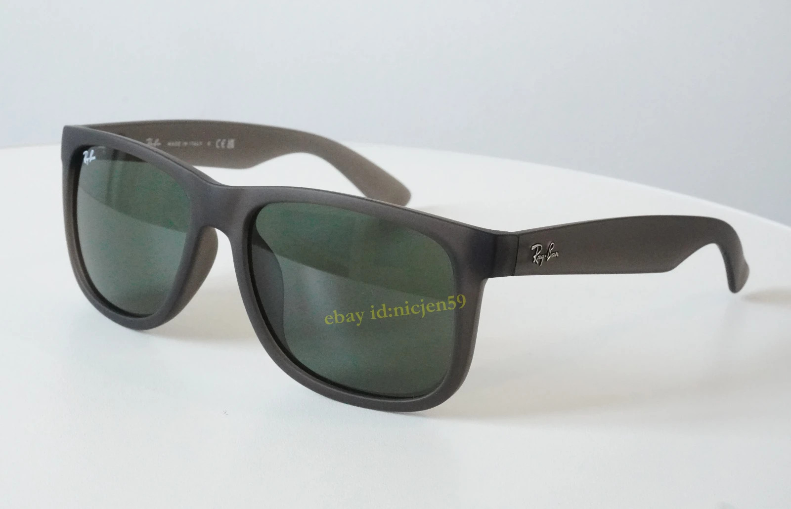 Ray-Ban Justin RB4165 6873/82 Sunglasses Matte Opal Grey Green Lens Frame 54mm