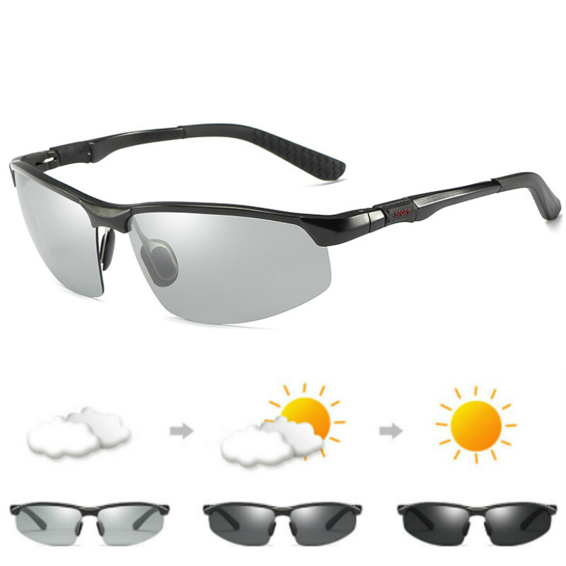 Aluminum HD Polarized Photochromic Sunglasses Men Driving Eyewear Sports Glasses
