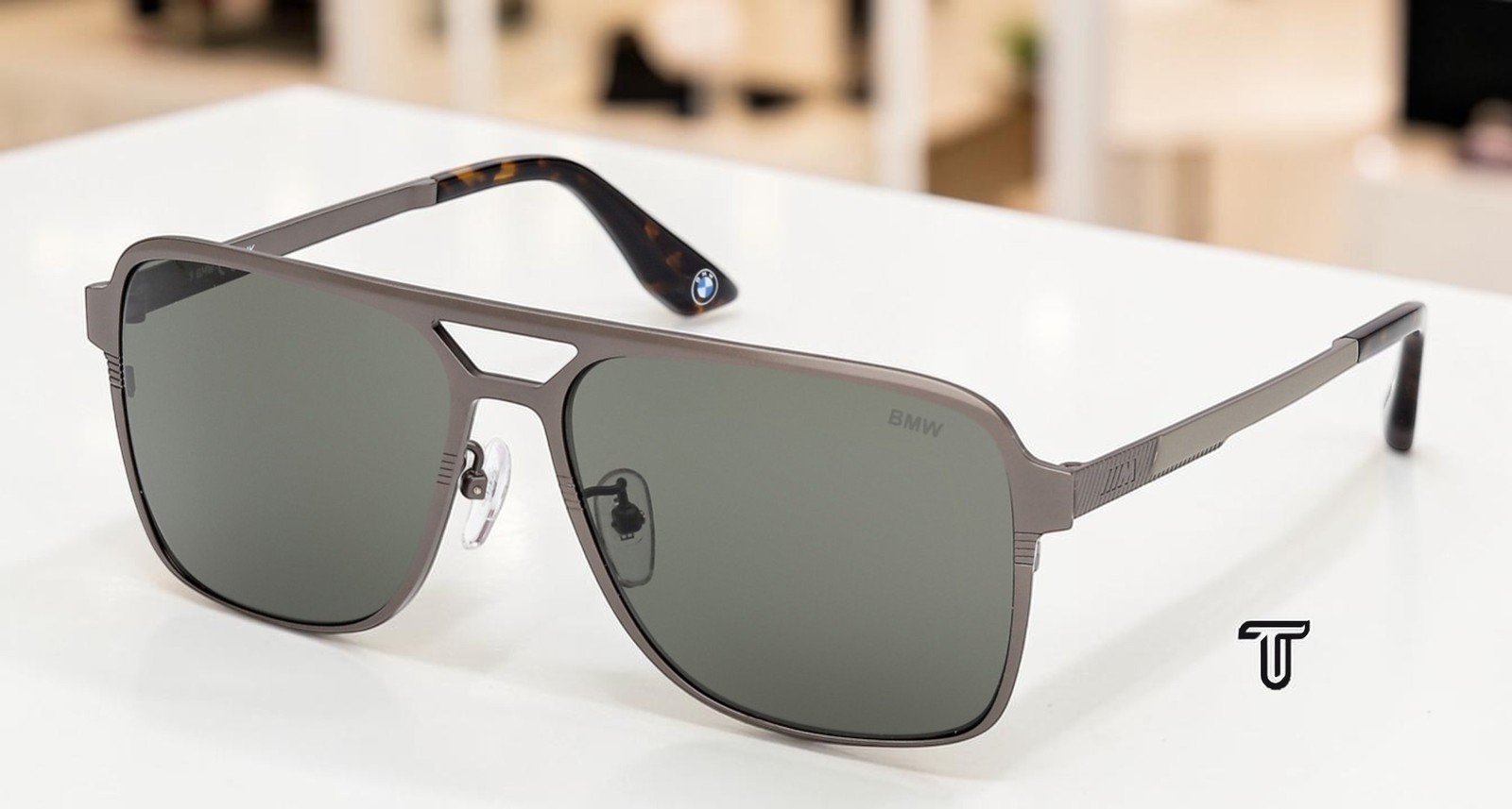 BMW BW0069-H 09N Matte Gunmetal Green 59 mm Pilot Men’s Sunglasses