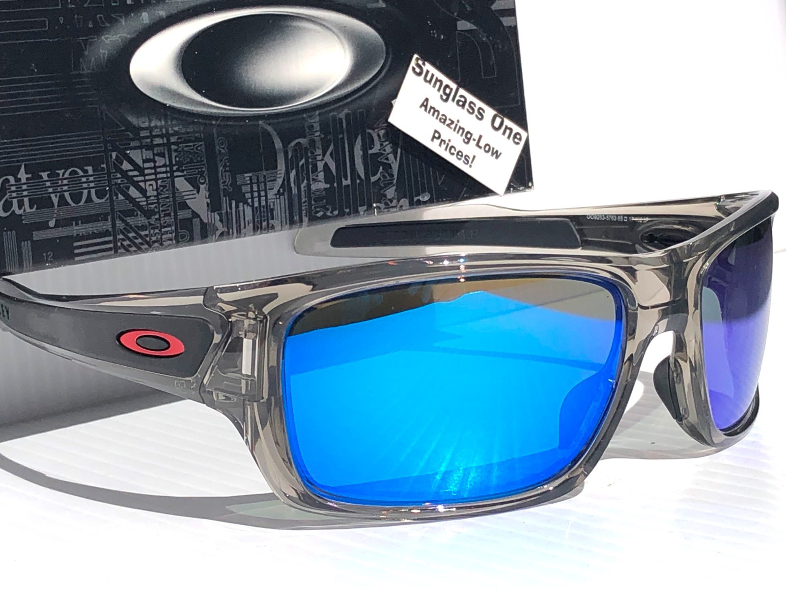 NEW Oakley TURBINE Grey Ink POLARIZED Galaxy Blue Lens Sunglass 9263-57