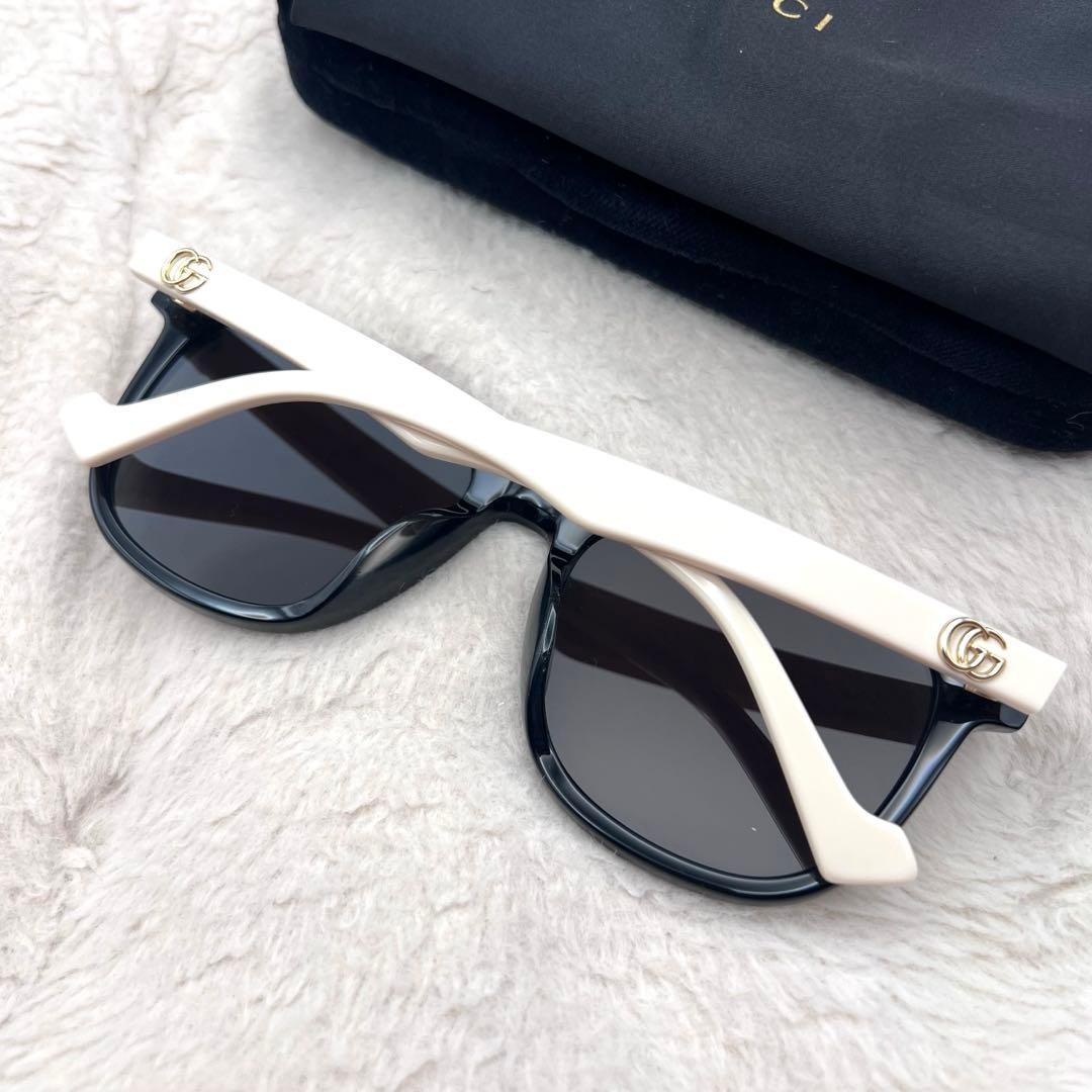 Excellent GUCCI GG1001SK Sunglasses Glasses Black × Ivory