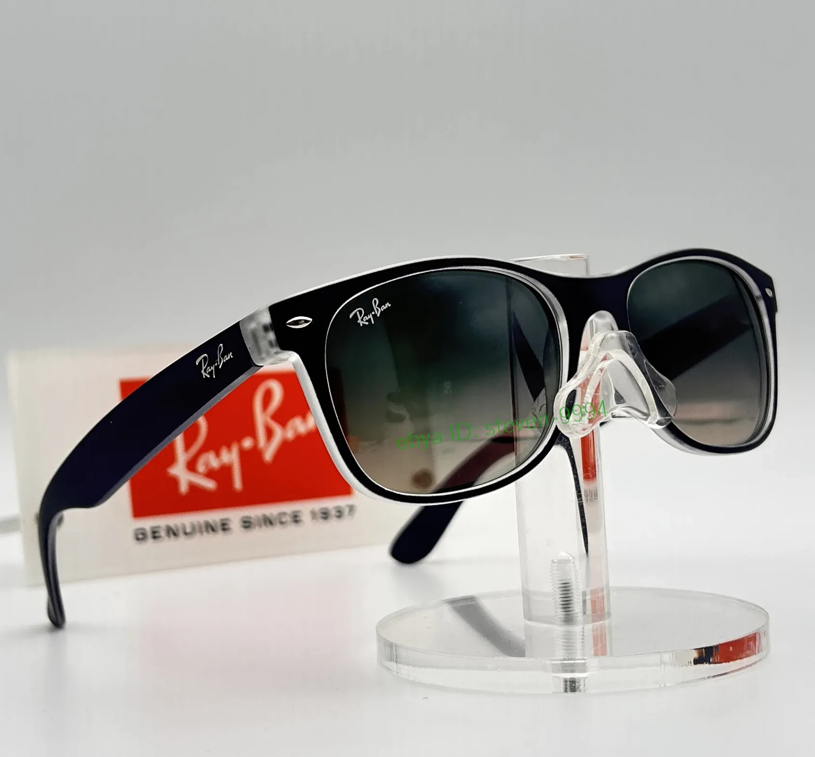 New Ray-Ban NEW Wayfarer Sunglasses RB2132 55mm Grey/Matte Blue UV400 Authenti