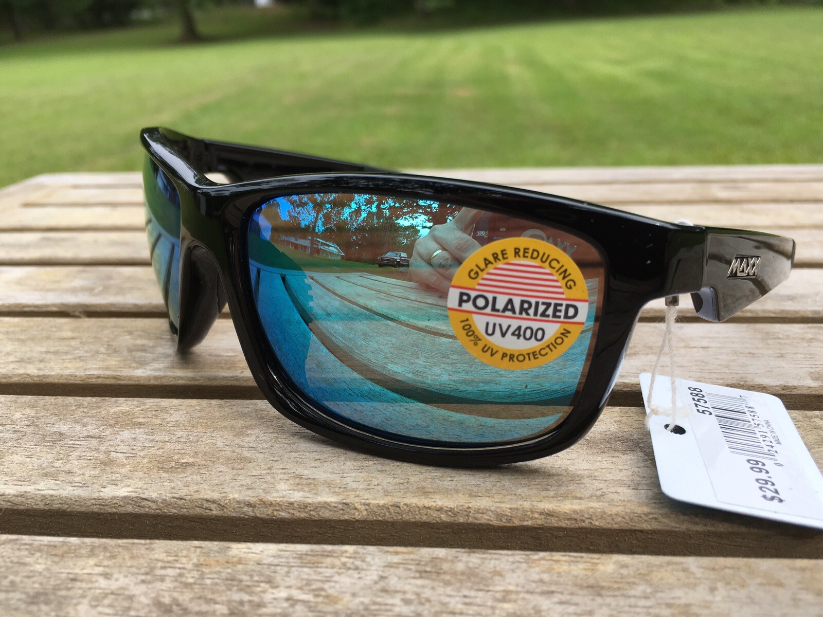 Maxx HD Sunglasses Retro 2.0 Polarized Black Smoke Lens Mirrored Blue 57588