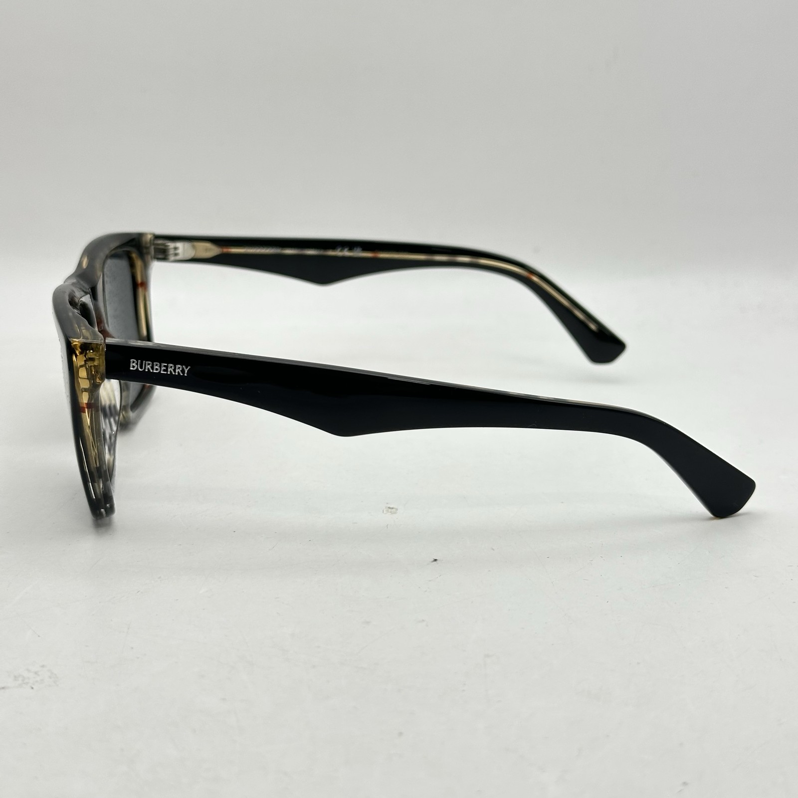 Burberry Mens Square Thick Acetate Full Rim Sunglasses BE4434 Black On Check