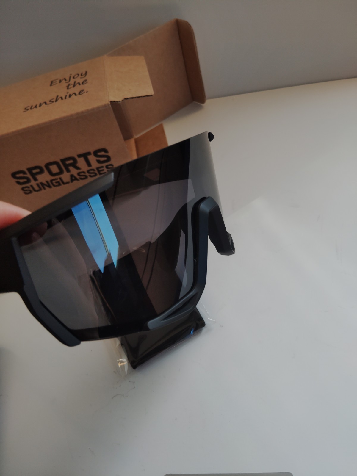 Sports Sunglasses Polarized Cycling Shield Black Smoke Lens UV400 Kit New