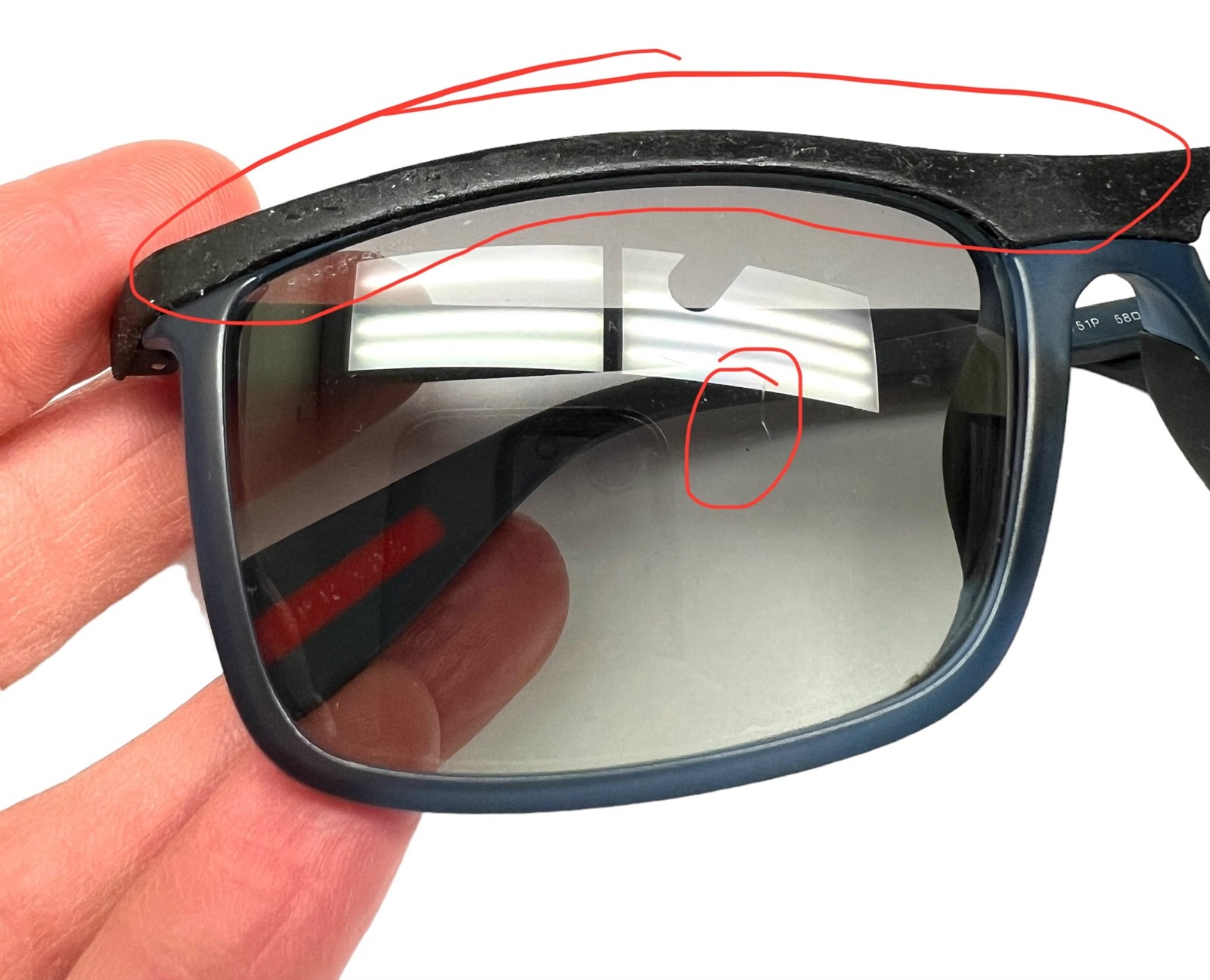 Prada SPR 51P JAP-3M1 Sunglasses Black Rubber on Transparent Matte Blue – READ