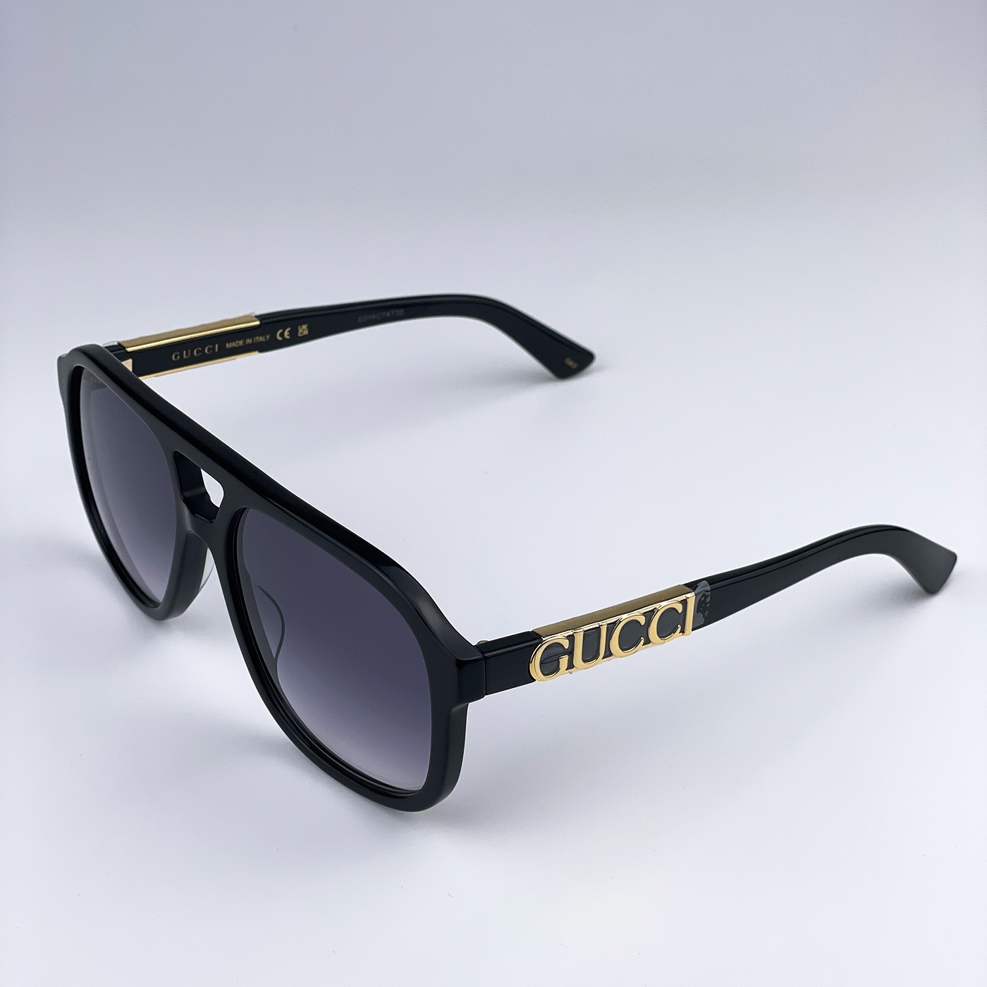Gucci Men Sunglasses Black Grey Gradient Pilot GG1188S 002 NEW AUTHENTIC