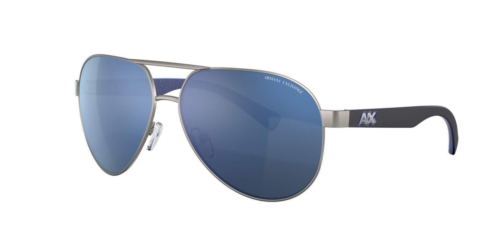 A｜X ARMANI EXCHANGE Mens Ax2031S Aviator Sunglasses, Matte Gunmetal/Blue…