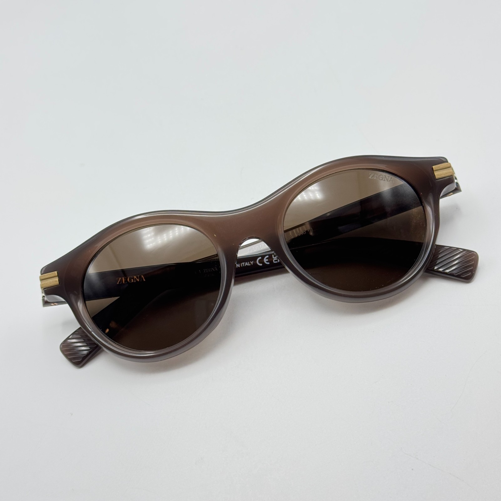 Ermenegildo Zegna Sunglasses EZ0271 48E Shiny Dark Brown Frame Brown Lens 48mm