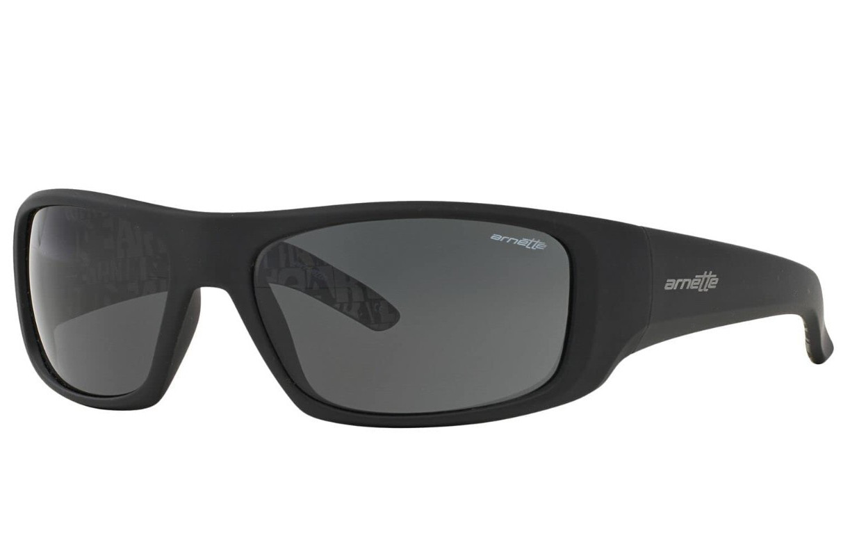 ARNETTE Mens AN4182 Hot Shot Wrap Sunglasses Rubber Black Dark Grey 62mm NEW