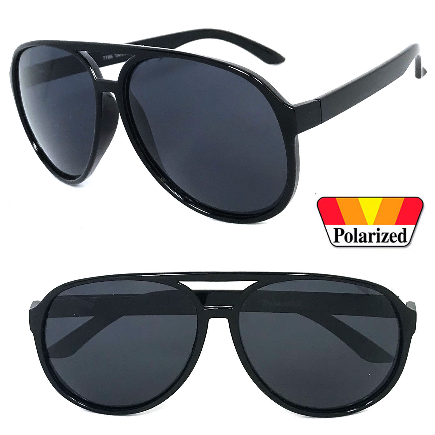 Classic Men’s Fashion Pilot Vintage Designer Polarized Sunglasses Black Lens