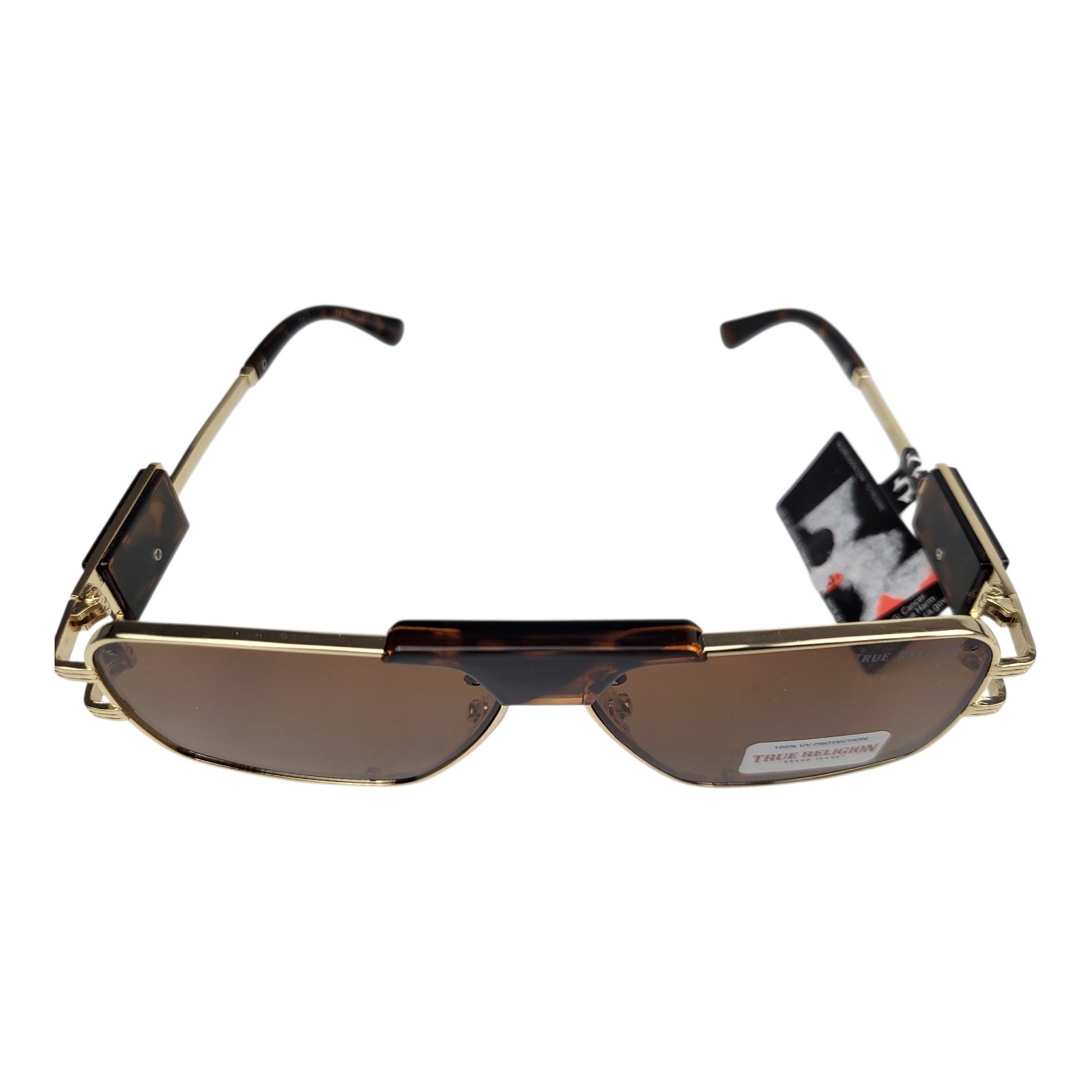 True Religion Mens Aviator Sunglasses 100% UV Protection New Gold Frames