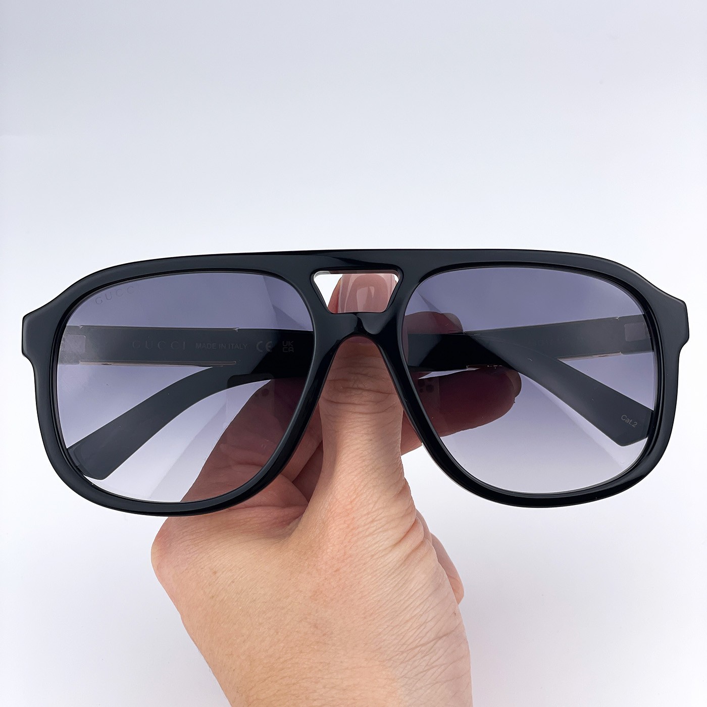 Gucci Men Sunglasses Black Grey Gradient Pilot GG1188S 002 NEW AUTHENTIC
