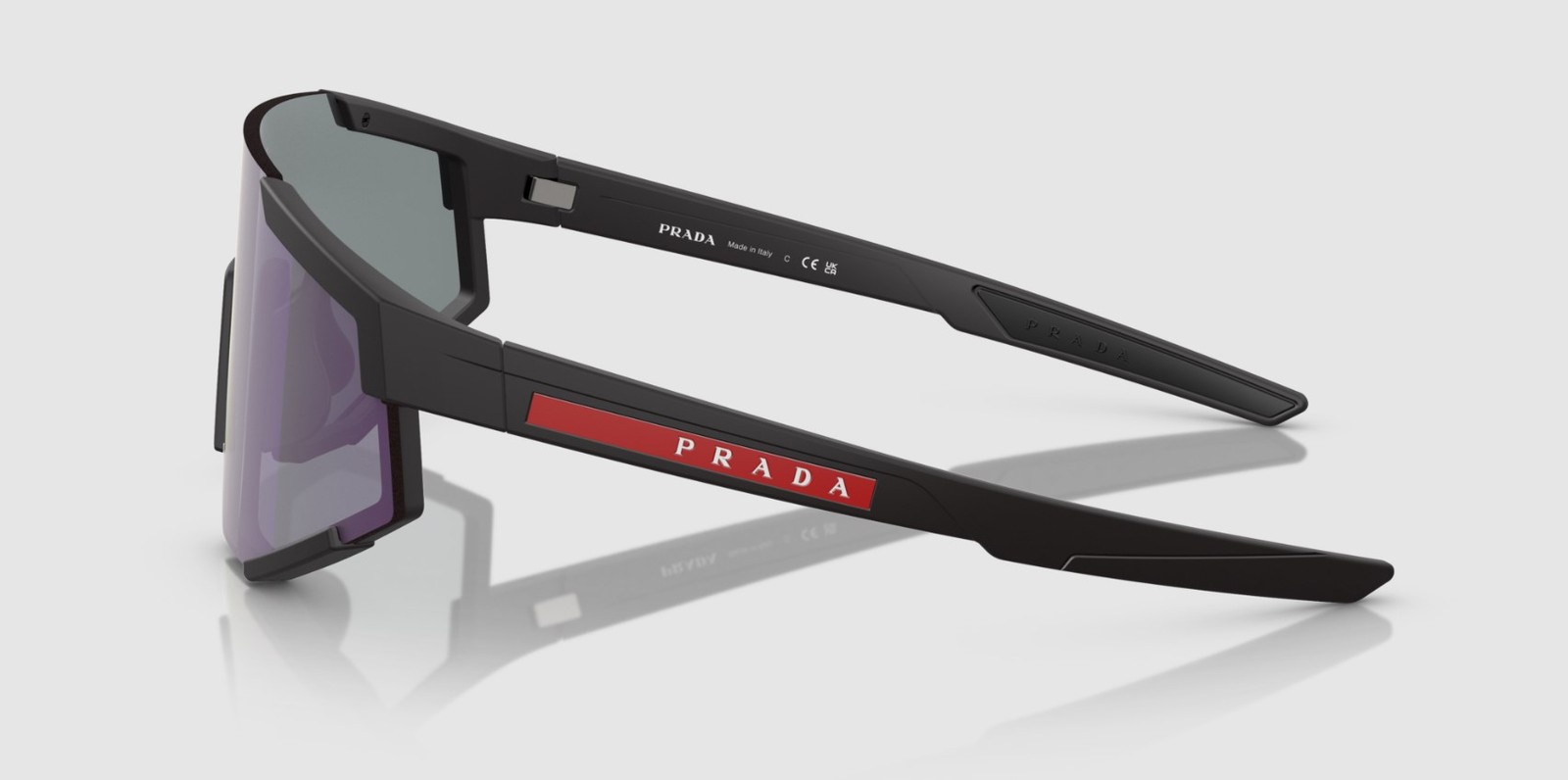 PRADA LINEA ROSSA PS 04WS DG070A Black Blue Mirror Violet 39 mm Men’s Sunglasses