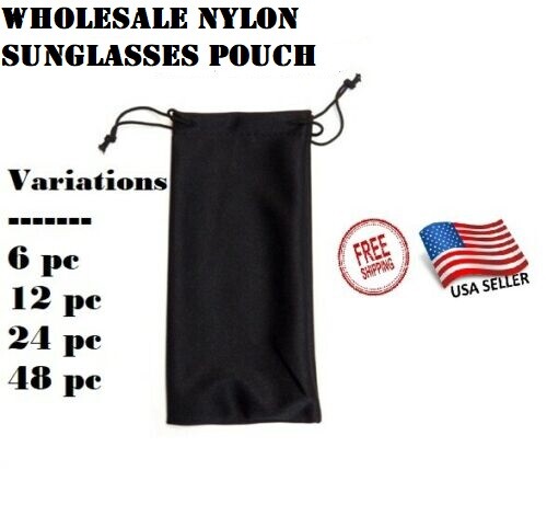 WHOLESALE BULK 12PC NYLON CASE POUCH SUNGLASS EYEGLASS SOFT CLOTH CARRY BAG