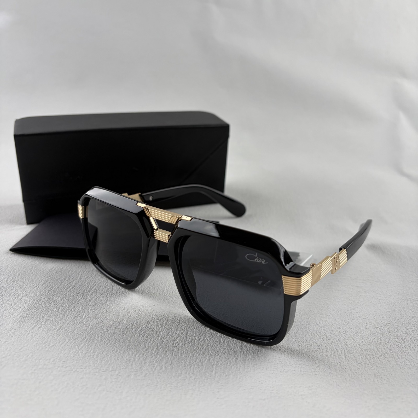 Cazal Sunglasses Black Crystal & Gold Frame Black Lens Men’s Women’s Eyewear