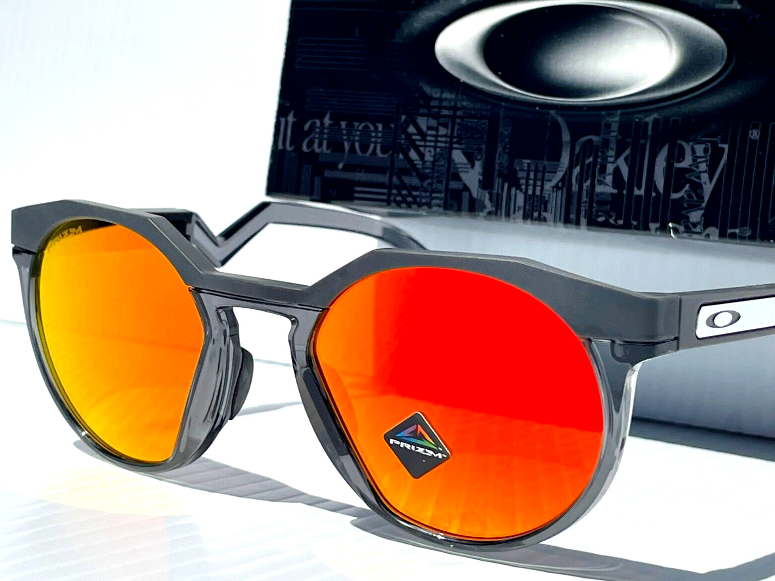 NEW Oakley HSTN Matte Carbon Grey Frame PRIZM Ruby Lens Sunglass 9242-02