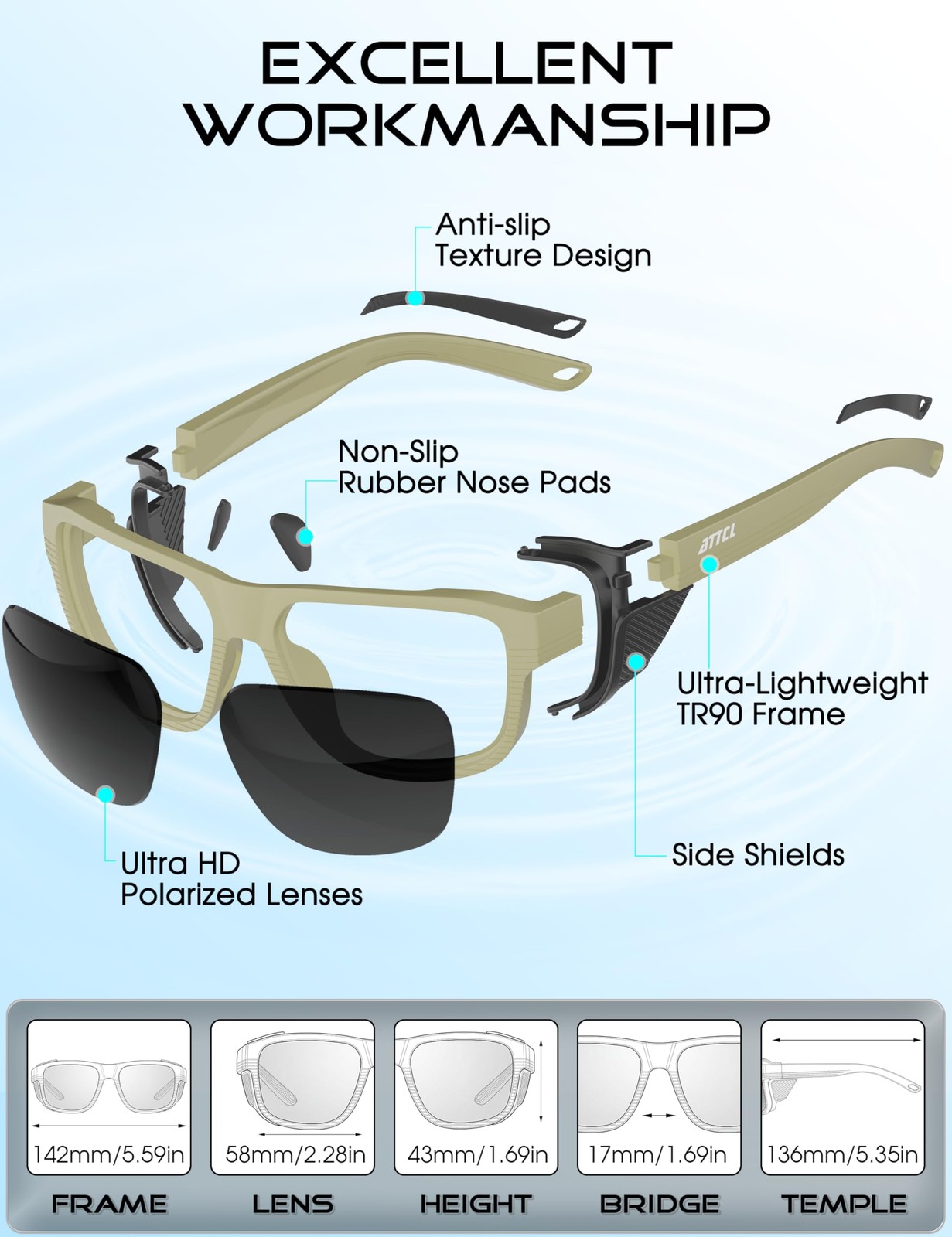 Sports Polarized Sunglasses for Men: Womens Lightweight Wrap Around TR90 Fram…