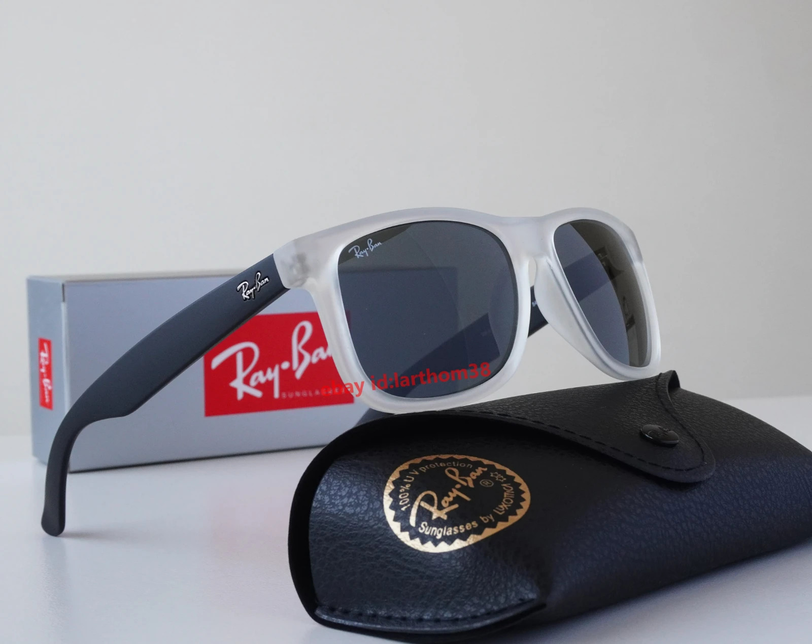 Ray-Ban RB4165 Justin Square Polarized Sunglasses Grey Matte Transparent 54mm