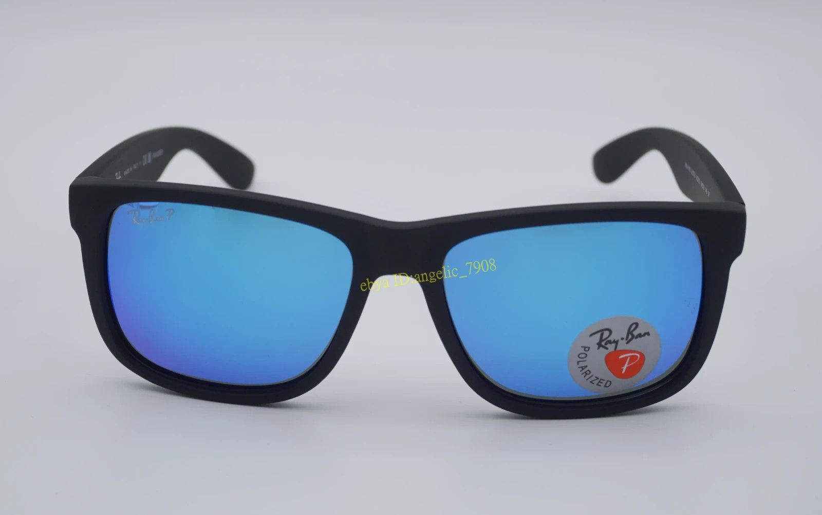 Ray-Ban Justin RB4165 Sunglasses Polarized Blue Lens Matte Black Frame Men 54mm