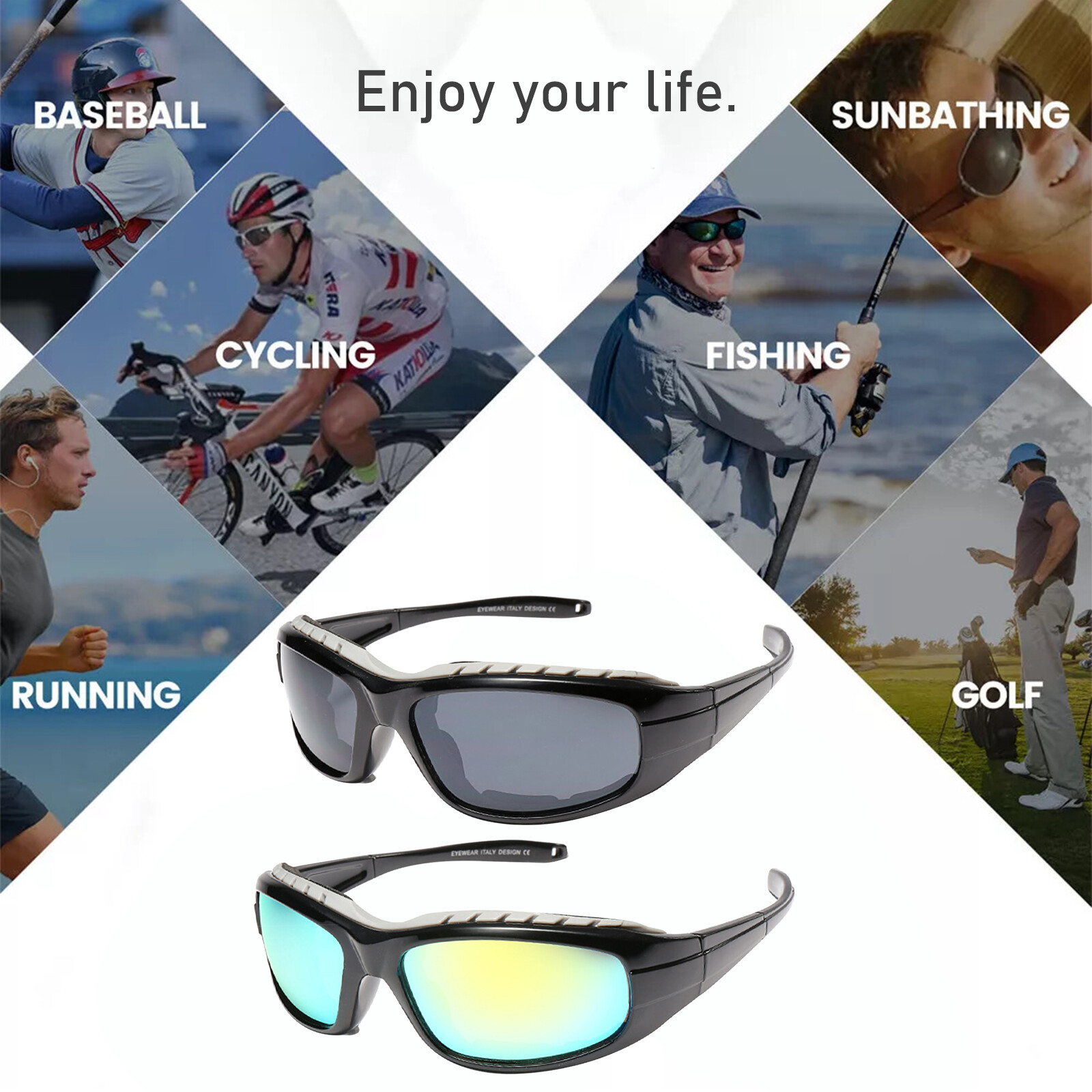 2 Pair Anti-Fog Padded Wraparound Motorcycle Sunglasses/Biker Glasses off-road