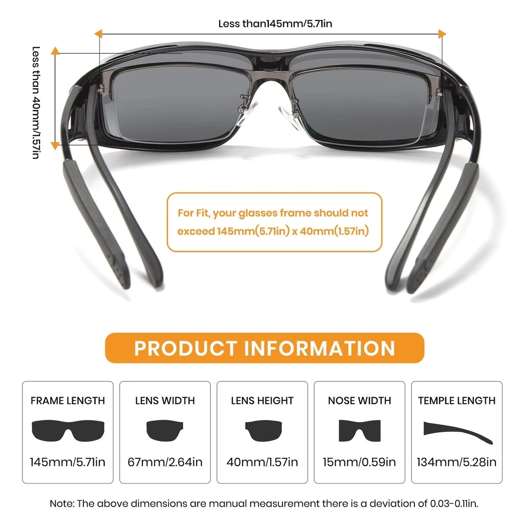 Fit Over Polarized Sunglasses for Men Women Sports Driving Wear Over Glasses
