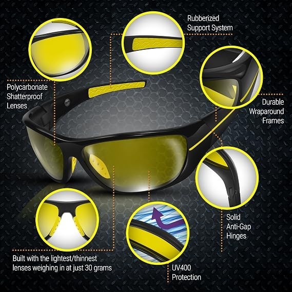 Day/Night Driving Glasses – Chopper – Night Driver Clearer Vision Motorcycle Rid
