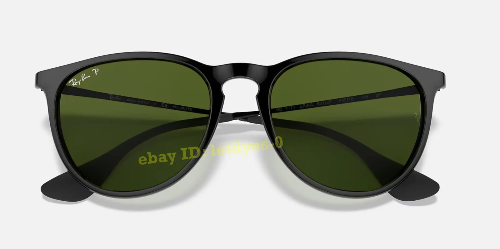Ray-Ban Erika Classic RB4171 Polarized Sunglasses Black G-15 Green UV 54-18