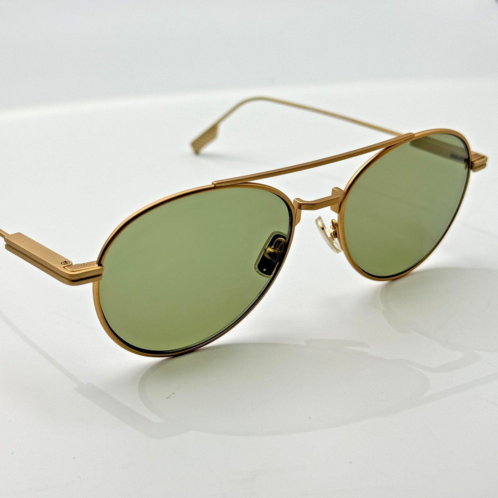 Ermenegildo Zegna Sunglasses EZ0288 35N Matte Bronze Pilot Frame Green Lens 55mm