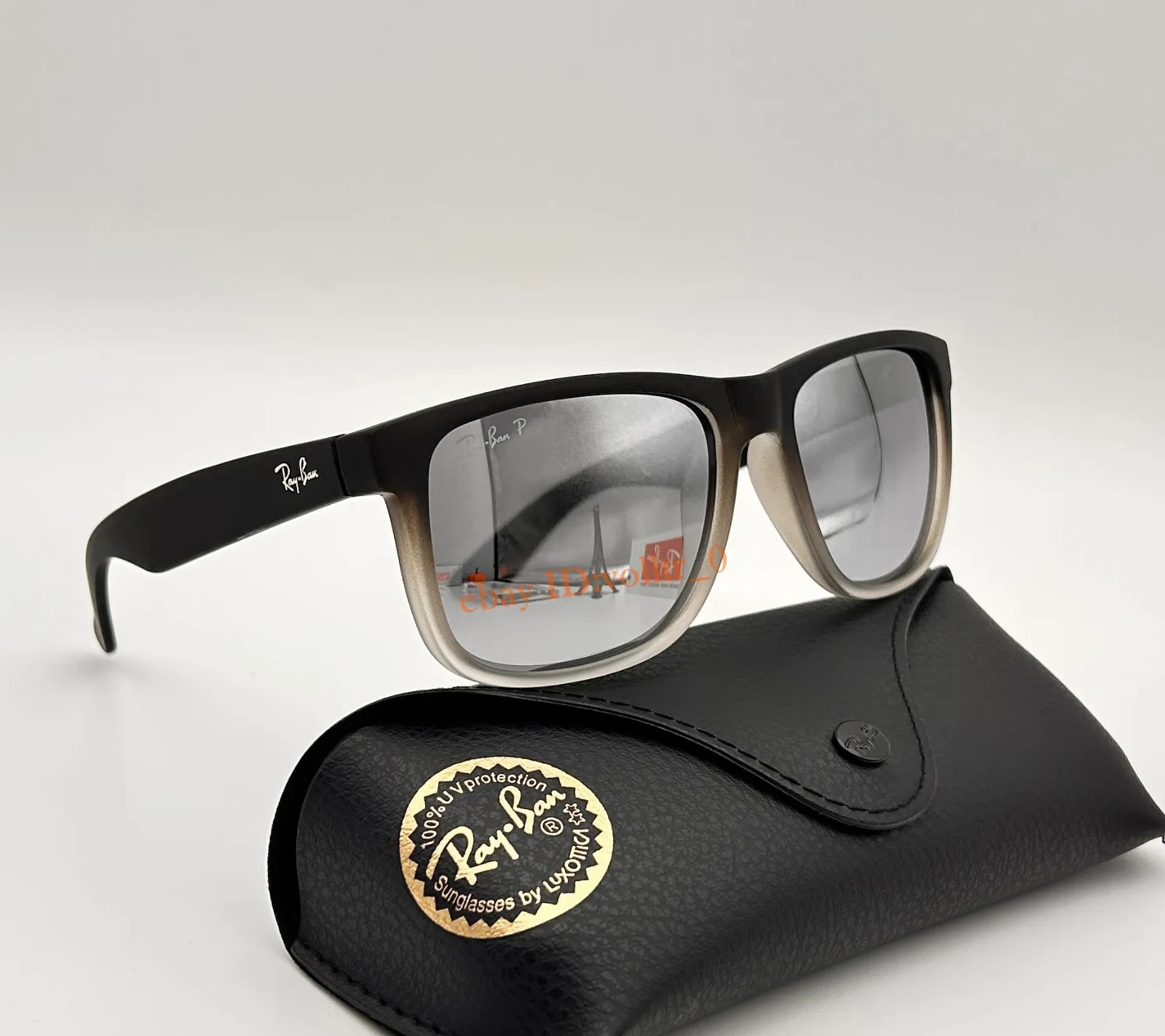 Ray-Ban RB4165 Justin Classic Matte Grey Silver Mirror Polarized Sunglasses 54mm