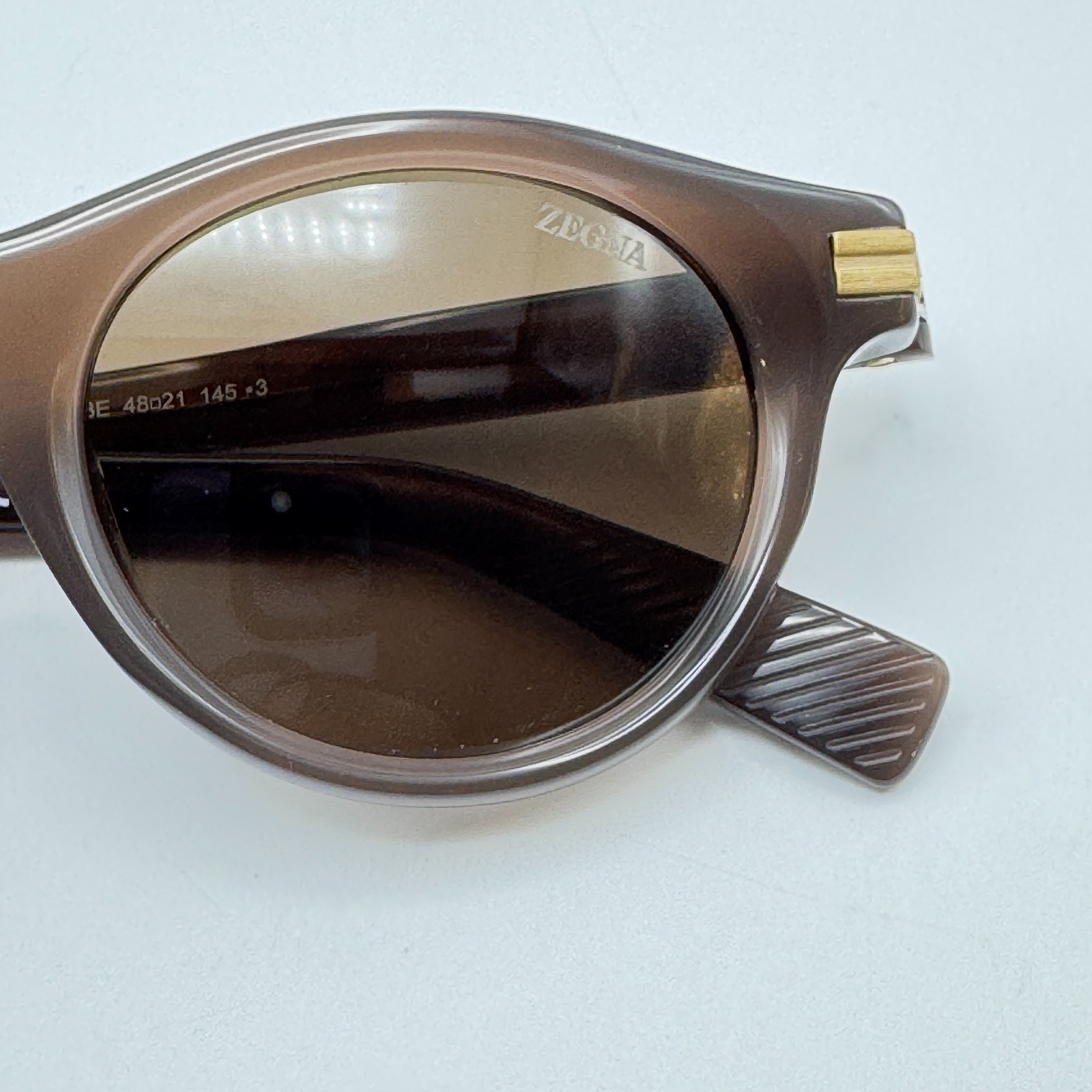 Ermenegildo Zegna Sunglasses EZ0271 48E Shiny Dark Brown Frame Brown Lens 48mm