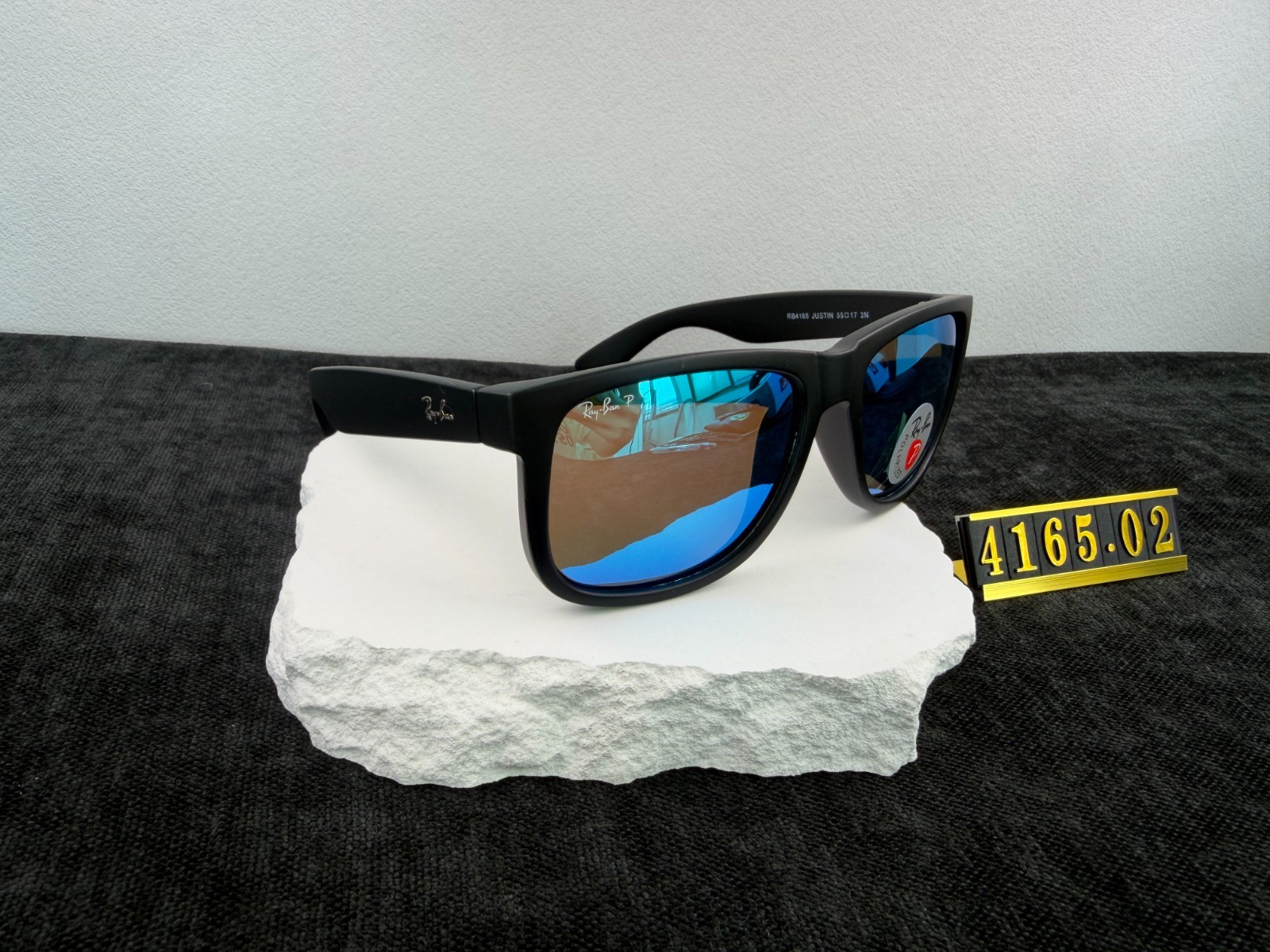 Ray-Ban RB4165 Sunglasses Matte Black Frame Polarized Blue Lens