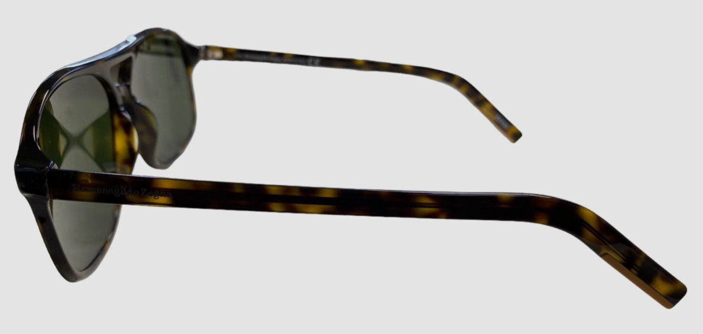 $327 Ermenegildo Zegna Men’s Brown Aviator Sunglasses Shades Size 60-14-140