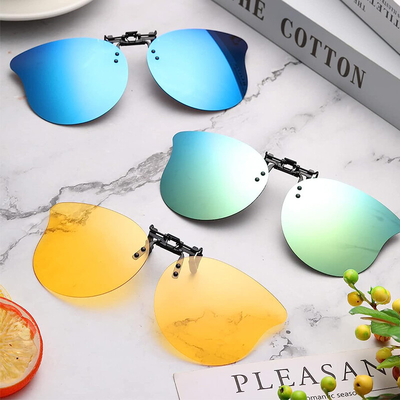 Polarized Clip-on Sunglasses Rimless Flip Up Glasses Over Prescription Glasses