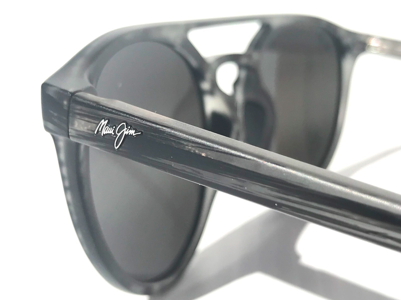 UK Maui Jim AH DANG Matte Grey Woodgrain POLARIZED Grey GLASS Sunglass 781-11M