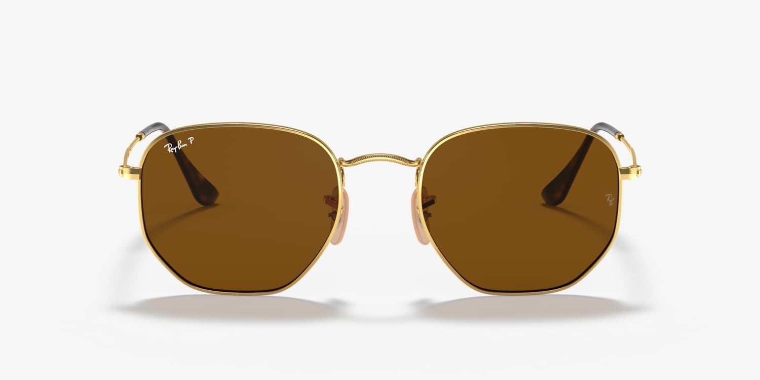 Ray-Ban Hexagonal Sunglasses Gold/Brown Polarized – Excellent condition