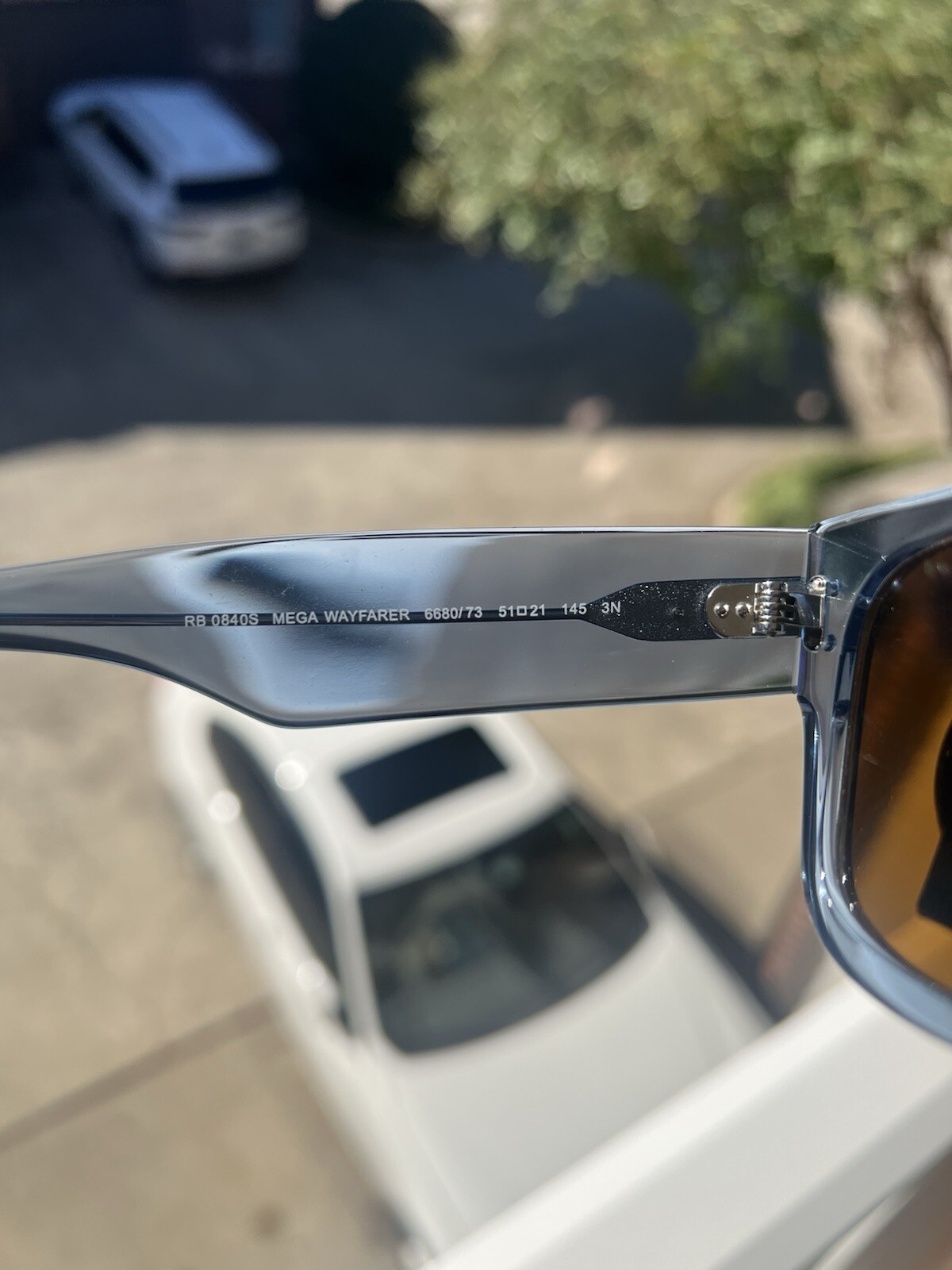 Ray-Ban Mega Wayfarer Polished Transparent Blue /Brown Lens RB0840S 668073 NoBox