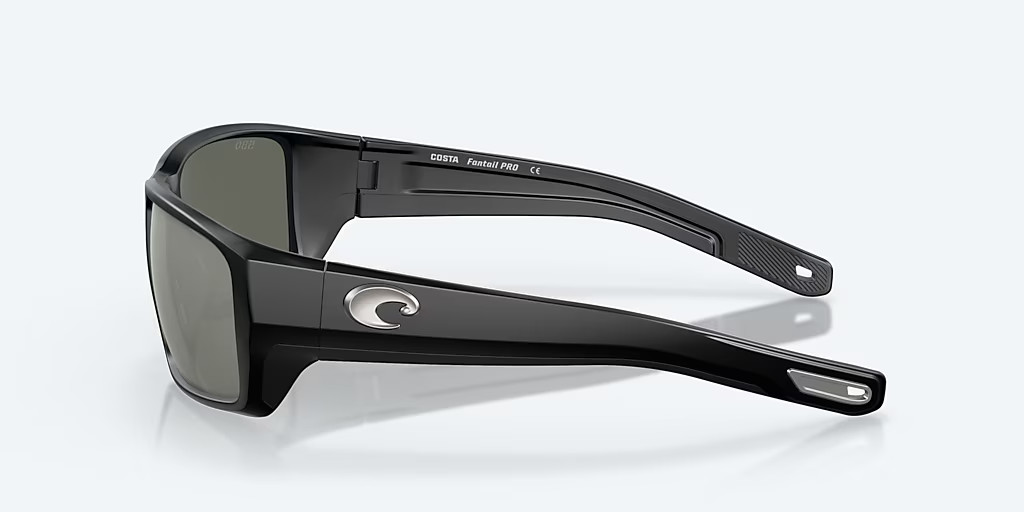 Costa Del Mar Fantail PRO Black / Gray Silver POLARIZED Glass Sunglasses 580G