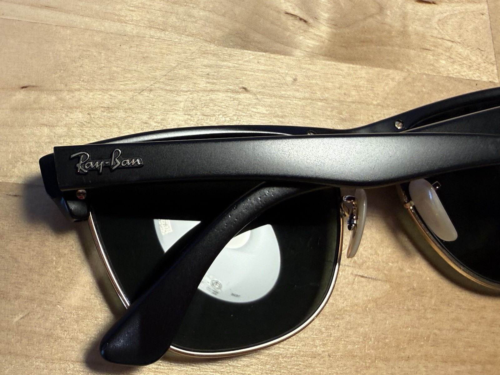 Ray Ban RB4175 877 CLUBMASTER OVERSIZED Black; Green Classic G15 AUTHENTIC ITALY