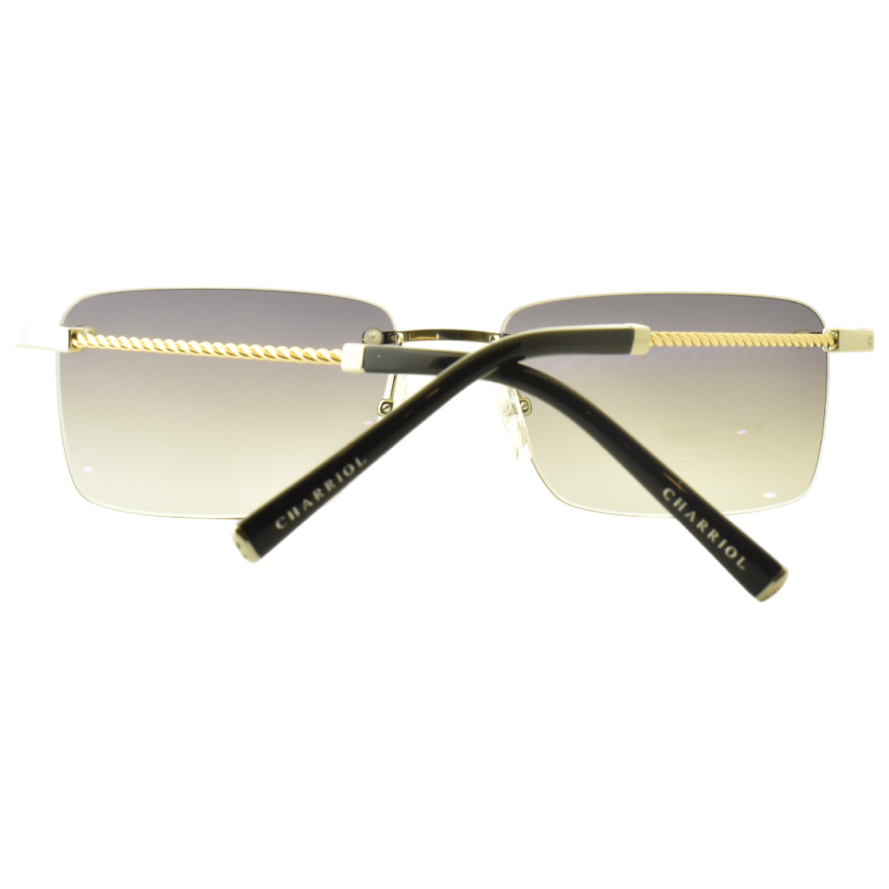NEW!! PHILIPPE CHARRIOL PC81007 C02 Shiny Silver Rectangle Rimless Men Sunglass