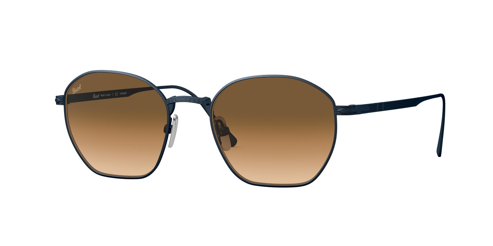 PERSOL PO5004ST 800251 Irregular Brushed Navy Grad Brown 50 mm Unisex Sunglasses