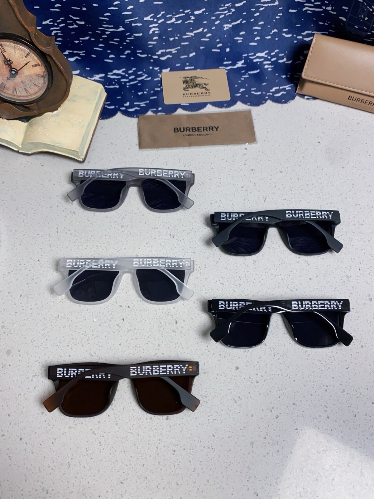 Burberry BE4388 Logo Print Temple Sunglasses Matte Tortoise Acetate 55‑18‑145