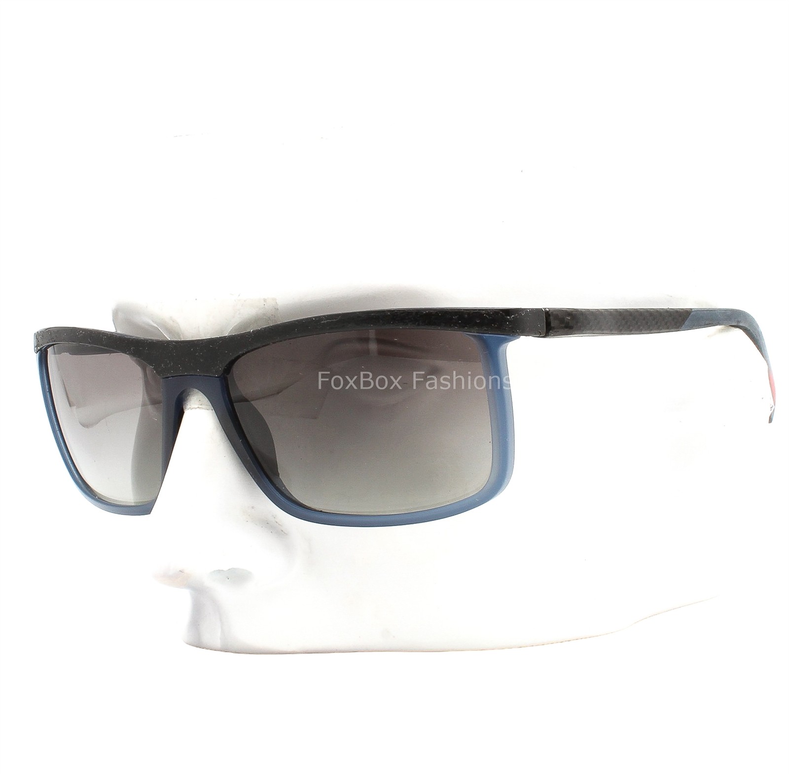 Prada SPR 51P JAP-3M1 Sunglasses Black Rubber on Transparent Matte Blue – READ