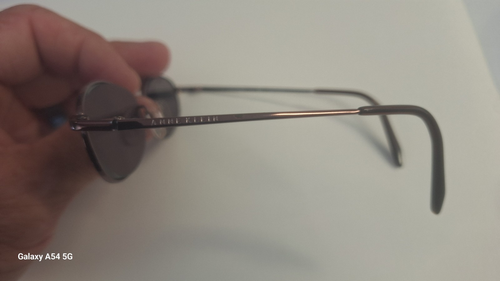 Anne Klein Designer Oval Sunglasses Brown Metal Frame Gray Tinted Lenses