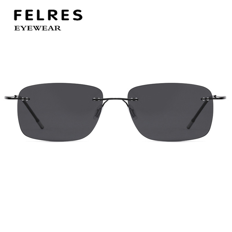 Metal Square Sports Polarized Rimless Sunglasses For Men Driving Retro Glasses
