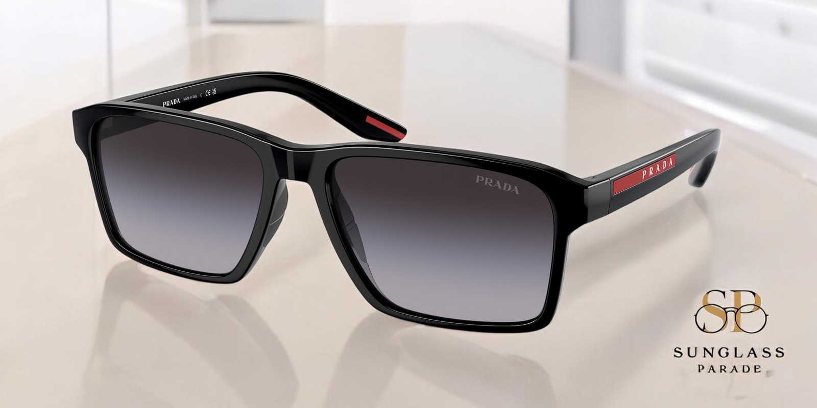 PRADA LINEA ROSSA PS 05YS 1AB09U Black Grey Gradient 58 mm Men’s Sunglasses