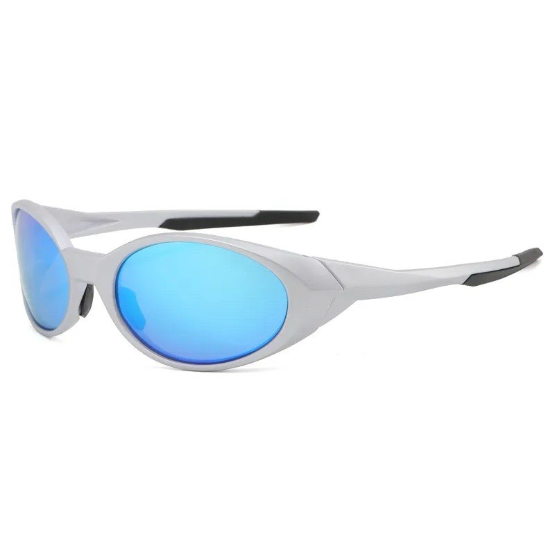 Silver Frame Ice Blue (Polarized True Film) Sunglasses Mirrored Gorpcore Y2K