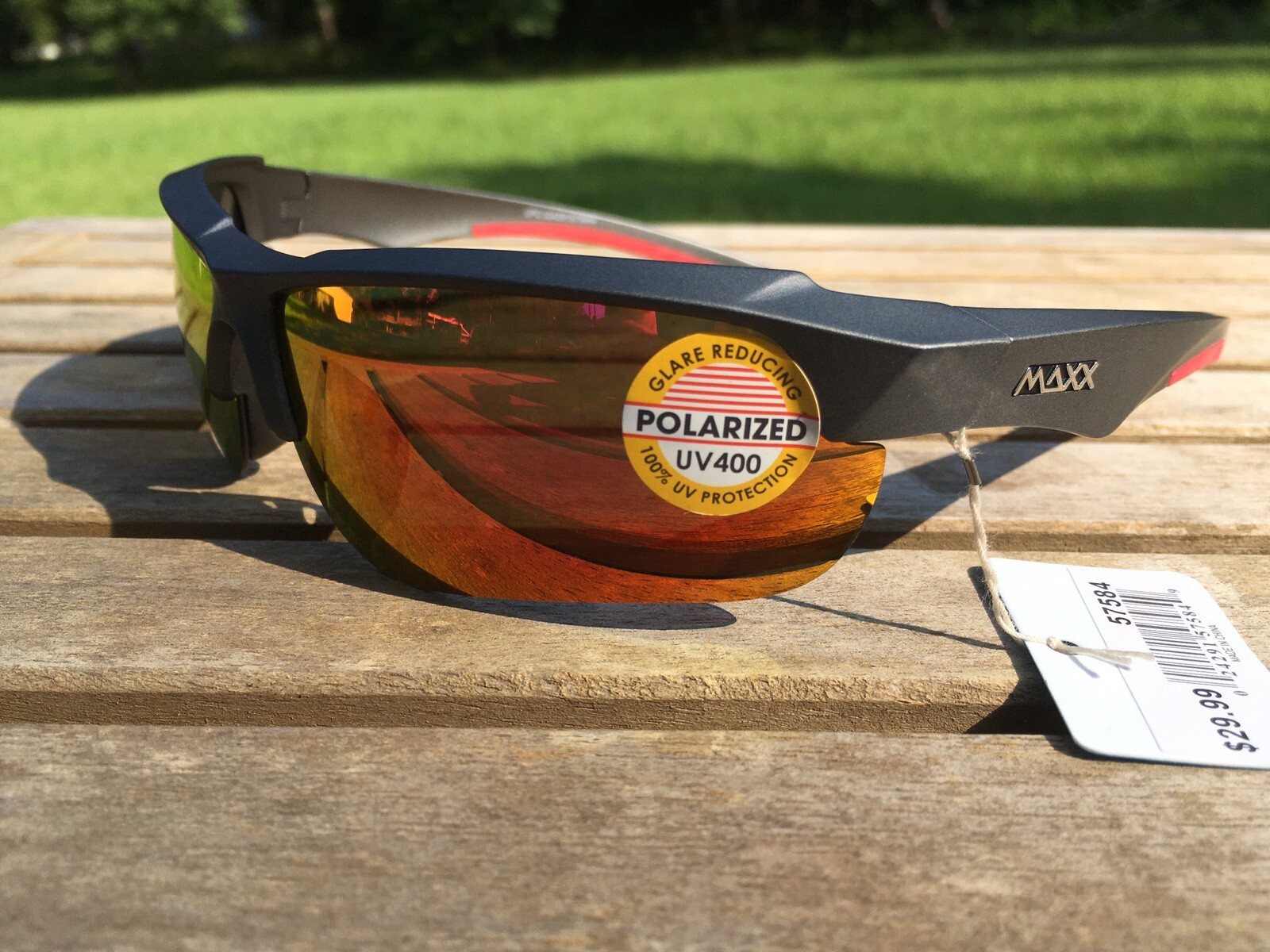 Maxx 8 HD Sunglasses Polarized Matte Gunmetal Mirrored Red Smoke lens 57584