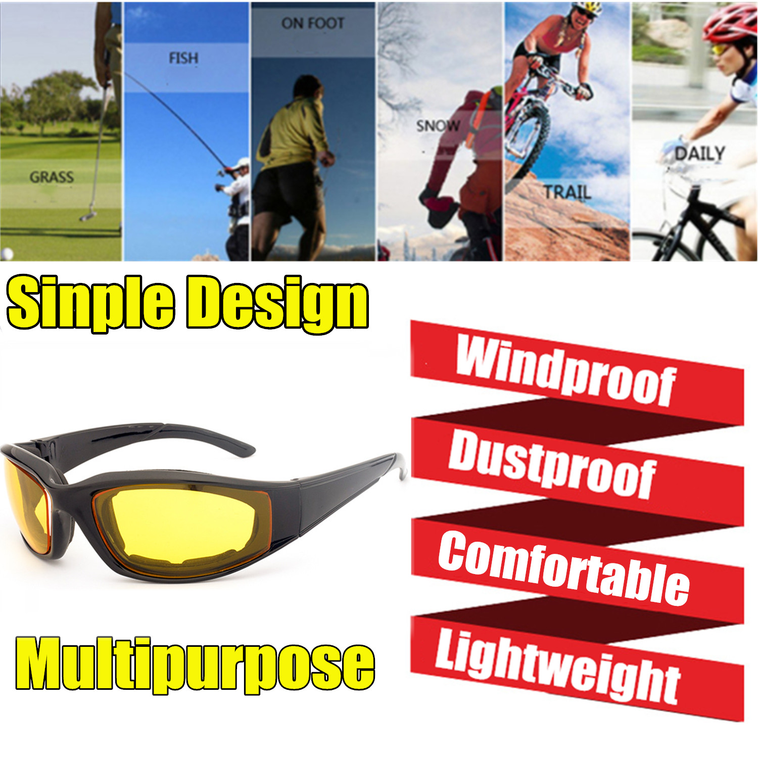 Wind Resistant Motorcycle Riding Glasses Outdoor Sport Cycling Driving Goggles